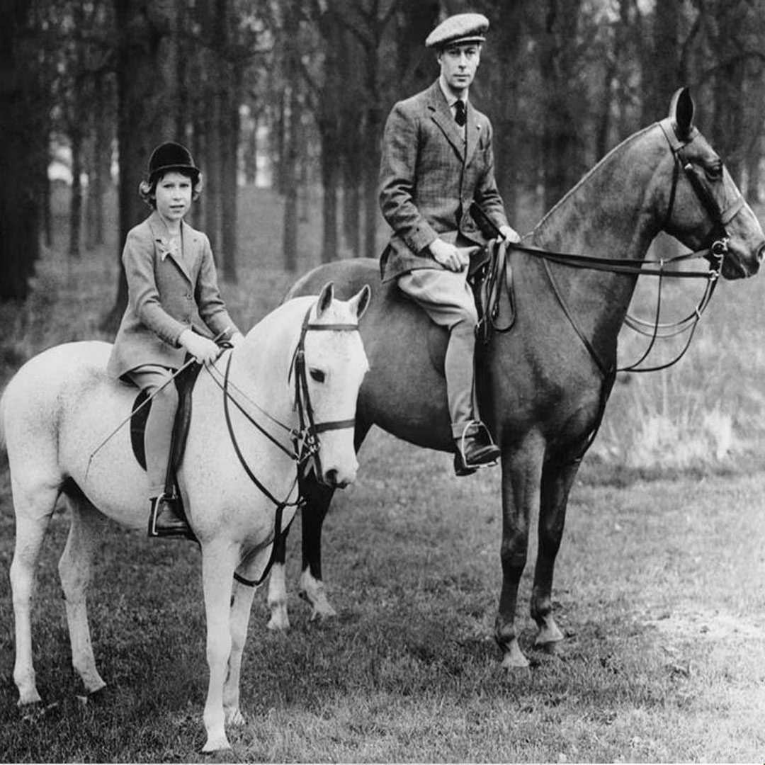 King George VI rides horses with his daughter Princess Elizabeth